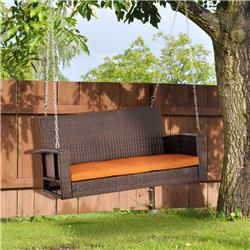 Picture of 212 Main 867-025OG Outsunny 2-Person Wicker Hanging Porch Swing Bench&#44; Front Porch Swing Outdoor Chair&#44; Orange