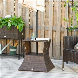 Picture of 212 Main 867-031 Outsunny Rattan Wicker Side Table with Umbrella Hole&#44; Mixed Brown