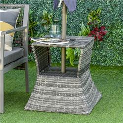 Picture of 212 Main 867-049 Outsunny Patio Wicker Rattan Tea Bistro Side Table with an Umbrella Hole