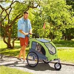 Picture of 212 Main D00-051 Aosom Dog Bike Trailer 2-in-1 Pet Stroller with Canopy & Storage Pockets&#44; Green