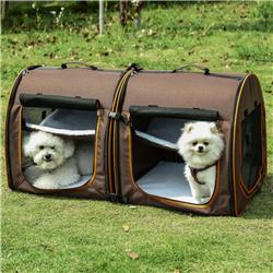 Picture of 212 Main D00-080V01CG Pawhut 39 in. Portable Soft-Sided Pet Cat Travel Carrier with Divider Dual Compartment&#44; Brown