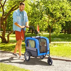 Picture of 212 Main D00-097 Aosom Dog Bike Trailer 2-in-1 Pet Stroller Cart Bicycle Wagon Cargo Carrier Attachment&#44; Blue