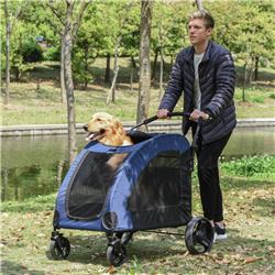 Picture of 212 Main D00-105BU PawHut Pet Stroller Universal Wheel with Storage Pocket Ventilated Foldable Oxford Fabric&#44; Blue
