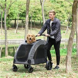 Picture of 212 Main D00-105GY PawHut Dog Stroller Universal Wheel with Storage Basket Ventilated Foldable Oxford Fabric for Medium Size Dogs&#44; Gray