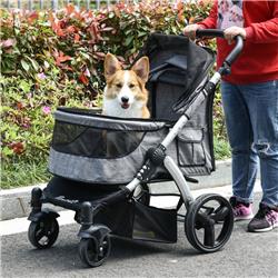 Picture of 212 Main D00-117 PawHut Pet Stroller Foldable Dog Cat Travel Carriage with Adjustable Handlebar&#44; Gray