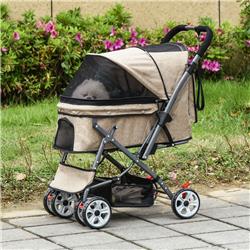 Picture of 212 Main D00-118BN PawHut Travel Pet Stroller One-Click Fold Jogger Pushchair with Swivel Wheels&#44; Brown