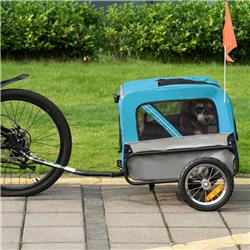 Picture of 212 Main D00-143BU PawHut 2-In-1 Dog Bike Trailer Pet Trolley Cart with 360 Swivel Quick-release Wheel&#44; Blue