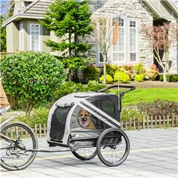 Picture of 212 Main D00-144V01GY Aosom Dog Bike Trailer 2-in-1 Pet Stroller Cart Bicycle Wagon Cargo Carrier Attachment&#44; Gray