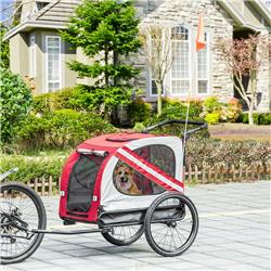 Picture of 212 Main D00-144V01RD Aosom Dog Bike Trailer 2-in-1 Pet Stroller Cart Bicycle Wagon Cargo Carrier Attachment&#44; Red