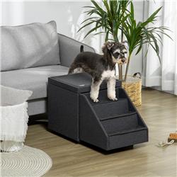 Picture of 212 Main D06-171V00CG PawHut Multi-Purpose Dog Stairs Ottoman 4-Tier Pet Steps with Storage Compartment Cushion
