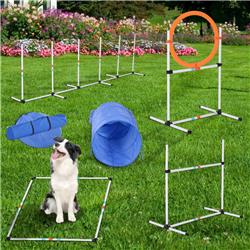 Picture of 212 Main D07-022 Pawhut Outdoor Game Dog Agility Training Equipment Set Agility Starter Kit Jumping Ring Hurdle Bar Tunnel - 5 Piece