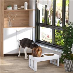 Picture of 212 Main D08-018 PawHut 23 in. Modern Decorative Dog Bone Wooden Heavy Duty Elevated Dog Bowl Feeding Station&#44; White