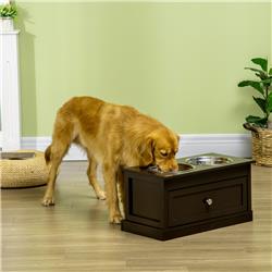 Picture of 212 Main D08-039V00CF PawHut Double Elevated Dog Bowls for Large Dogs&#44; Raised Dog Feeding Station&#44; Brown