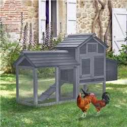 Picture of 212 Main D51-108GY PawHut Backyard Chicken Coop Kit Outdoor 59 in. Solid Wood Enclosed House with Ventilation Door&#44; Gray