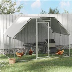 Picture of 212 Main D51-115V01SR PawHut 6 ft. Metal Chicken Coop Run with Roof&#44; Silver