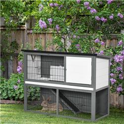Picture of 212 Main D51-120 PawHut 48 in. Wooden Rabbit Hutch Bunny Cage Small Animal House Enclosure with Ramp&#44; Gray