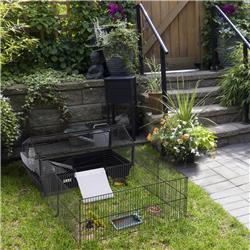 Picture of 212 Main D51-138 47 in. PawHut Small Animal Cage Bunny Playpen with Main House & Run for Rabbit