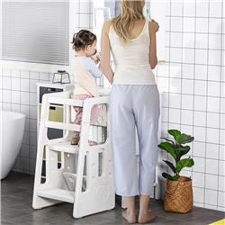 Picture of 212 Main 312-050WT Qaba Toddler Tower with Adjustable Platform&#44; White