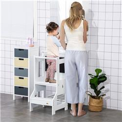 Picture of 212 Main 312-052 Qaba 2-in-1 Kids Kitchen Step Stool&#44; Detachable Toddler Table & Chair Set&#44; White