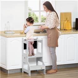 Picture of 212 Main 312-052GY Qaba 2-in-1 Kids Kitchen Step Stool&#44; Detachable Toddler Table & Chair Set&#44; Gray