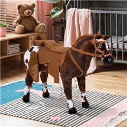 Picture of 212 Main 330-036 Qaba Rocking Horse Children Plush Ride-On Horse Kids Toy Horse&#44; Dark Brown & White