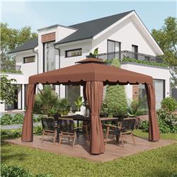Outsunny 9.8 x 9.8 ft. Gazebo Replacement Canopy Gazebo Top Cover with Double Vented Roof - Coffee