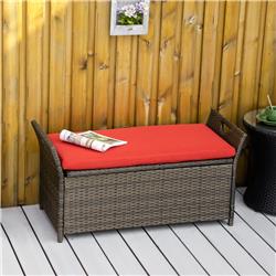Picture of 212 Main 865-008RD 27 gal Outsunny Patio Wicker Storage Bench&#44; Red