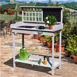 Picture of 212 Main B41-006 Outsunny Outdoor Wooden Potting Bench Table&#44; Light Gray