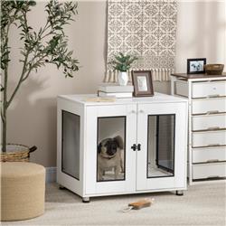 Picture of 212 Main D02-134V00WT PawHut Dog Crate Furniture with Water-resistant Cushion&#44; White