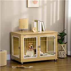Picture of 212 Main D02-138V00AK PawHut Dog Crate Side End Table Indoor with Soft Cushion & Double Doors for Medium Large Dogs