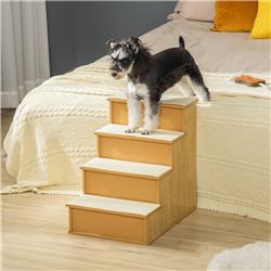 Picture of 212 Main D06-078ND PawHut 4-Step Wooden Pet Stairs with Soft Short Plush Cushions