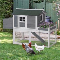 Picture of 212 Main D51-007GY PawHut 63 in. Wooden Chicken Coop Hen House Poultry Cage for Outdoor Backyard with Raised Garden Bed&#44; Gray