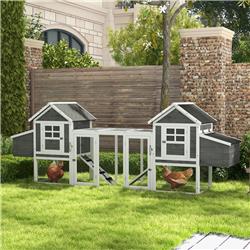 Picture of 212 Main D51-081V00CG PawHut 124 in. Dual Chicken Coop&#44; Large Chicken House&#44; Gray