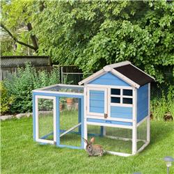 Picture of 212 Main D51-088LB PawHut 48 in. Wooden Rabbit Hutch Bunny Cage with Waterproof Asphalt Roof&#44; Light Blue
