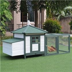 Picture of 212 Main D51-092GN PawHut 77 in. Wooden Chicken Coop Hen House Poultry Cage with Weatherproof Roof&#44; Green
