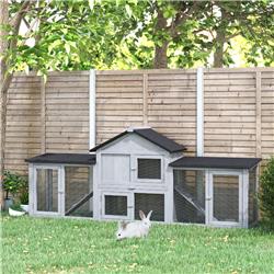 Picture of 212 Main D51-103GY PawHut 2 Level Outdoor Rabbit Hutch&#44; 83 in. Wooden Large Rabbit Cage&#44; Gray
