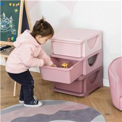 Picture of 212 Main 311-023PK Qaba 3 Tier Kids Storage Unit Dresser Tower with Drawers Chest Toy Organizer for Bedroom Nursery Kindergarten Living Room for Boys Girls Toddlers&#44; Pink