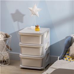 Picture of 212 Main 311-023V00CW Qaba 3 Tier Kids Storage Unit Dresser Tower with Drawers Chest Toy Organizer for Bedroom Nursery Kindergarten Living Room for Boys Girls Toddlers&#44; Cream & White
