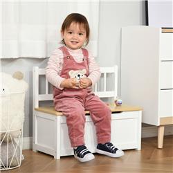 Picture of 212 Main 311-034 Qaba 2-in-1 Kids Wooden Toy Organizer Chest Storage Box with Seat Bench Cabinet Chunk Cube with Safety Pneumatic Rod&#44; White