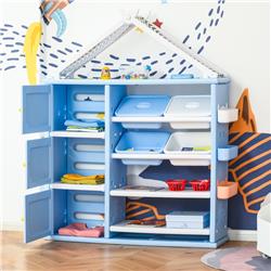 Picture of 212 Main 311-040BU Qaba Kids Toy Organizer & Storage Book Shelf with Multiple Storage Spaces