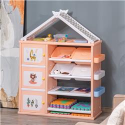 Picture of 212 Main 311-040OG Qaba Kids Toy Organizer & Storage Book Shelf with Multiple Storage Spaces