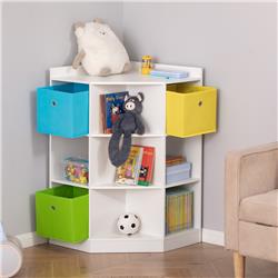 Picture of 212 Main 311-044WT Homcom 9-Cube Kids Corner Storage Toy Cabinet Organizer Bookshelf with Fabric Drawer Bins