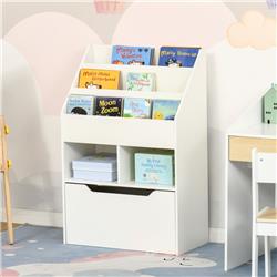 Picture of 212 Main 311-048WT Homcom Kids Bookcase Multi-Shelf Book Rack with Mobile Drawer for Books & Toys&#44; White