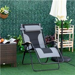 Picture of 212 Main 84B-541GY Outsunny Foldable Outdoor Lounge Chair&#44; Gray