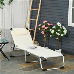 Picture of 212 Main 84B-589CW Outsunny Foldable Outdoor Chaise Lounge Chair&#44; White