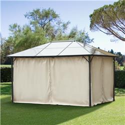 84C-226BG Outsunny 10 x 12 ft. Universal Gazebo Sidewall Set with 4 Panels Hooks & C-Rings Included for Pergolas & Cabanas, Beige