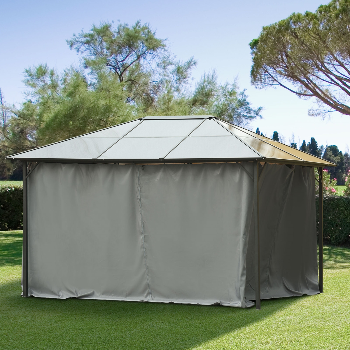 84C-226CG 10 x 12 ft. Outsunny Universal Gazebo Sidewall Set with 4 Panels for Pergolas & Cabanas, Gray