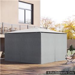 Outsunny 10 x 13 ft. Universal Gazebo Sidewall Set with 4 Panel 48 Hook & C-Ring Included for Pergolas & Cabanas, Light Gray