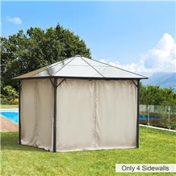 84C-226V02BG Outsunny 10 x 10 ft. Universal Gazebo Sidewall Set with 4 Panel 40 Hook & C-Ring Included for Pergolas & Cabanas, Beige