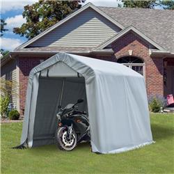 84C-238 Outsunny 6 x 8 ft. Outdoor Storage Shelter with Rollup & Zipper Door & Heavy Duty Carport Shed for Motorcycle Garden Storage, Gray -  212 Main